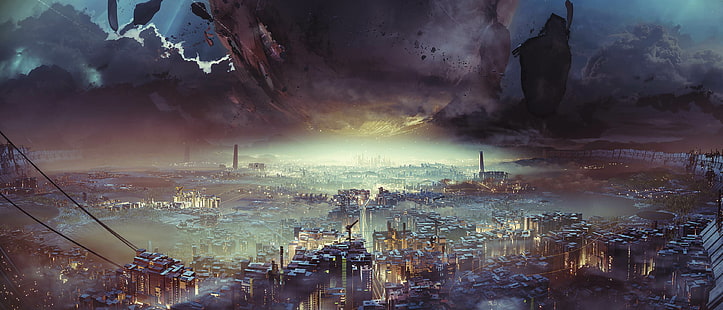 Stadt, Stadtbild, Science-Fiction, digitale Kunst, Landschaft, Destiny (Videospiel), Destiny 2, Grafik, Videospiele, HD-Hintergrundbild HD wallpaper