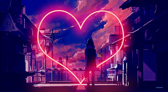 Junge trifft Mädchen, Liebe, Neon, Nacht, HD-Hintergrundbild HD wallpaper