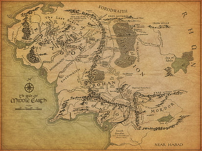 mapa, Terra-média, O Senhor dos Anéis, HD papel de parede HD wallpaper