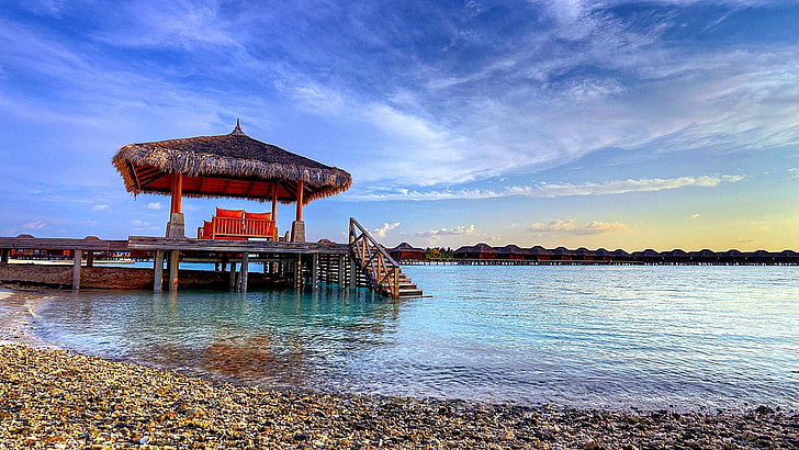 tropikalny, Malediwy, kurort, miejsce docelowe, wakacje, Tapety HD