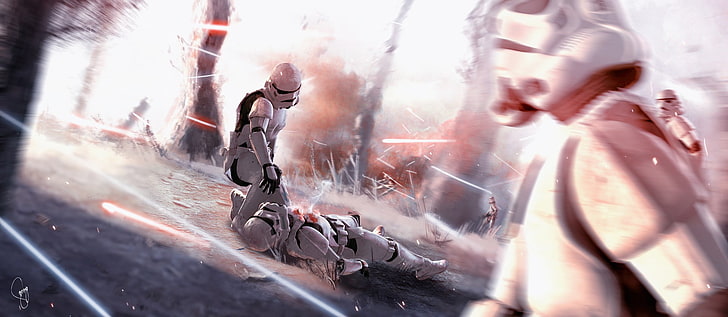 Illustrazione di Star Wars, Star Wars, battaglia, Sfondo HD
