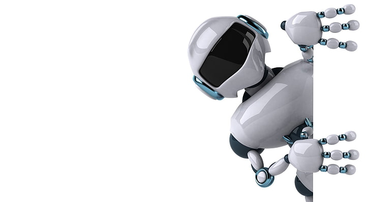 صوري ، رسم روبوت باللونين الرمادي والأزرق ، فني ، ثلاثي الأبعاد ، روبوت، خلفية HD