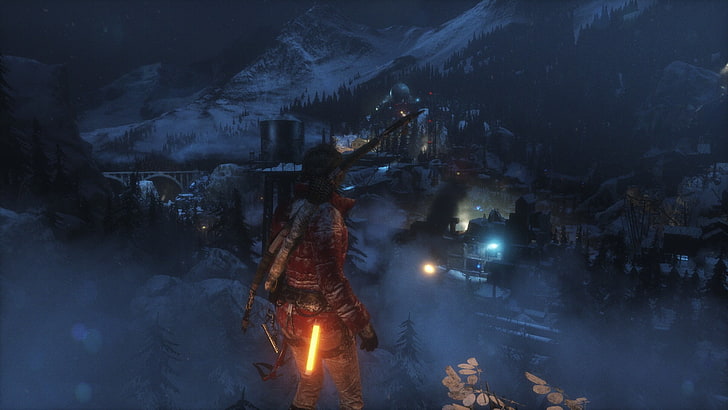 Person, die Rot mit langer Bogenillustration, Aufstieg des Grabräuber, Lara Croft, Grabräuber trägt, HD-Hintergrundbild