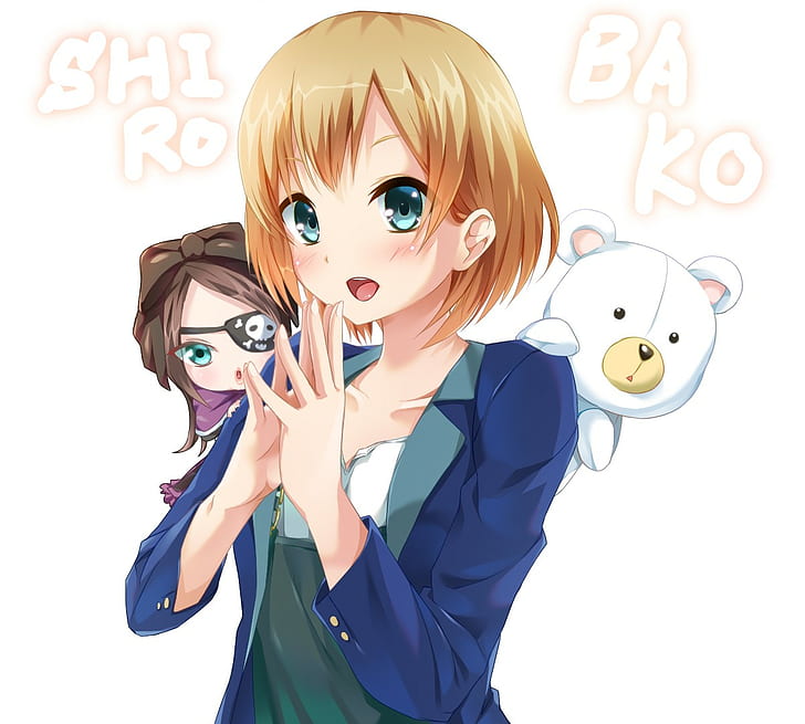 Anime, Anime Girls, Shirobako, Miyamori Aoi, kurze Haare, blonde, blaue Augen, Teddybären, HD-Hintergrundbild
