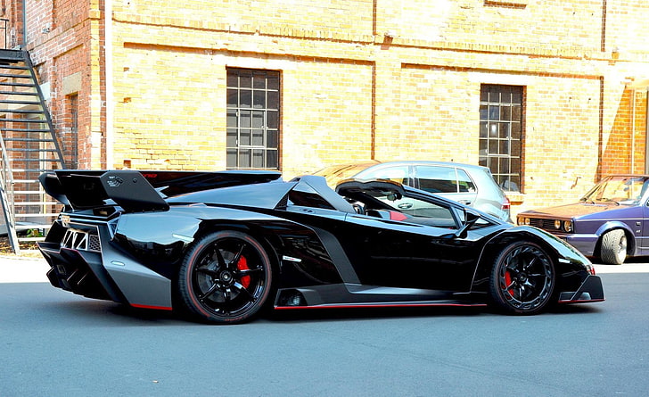 siyah Lamborghini spor coupe, Lamborghini, Veneno, araba, süper arabalar, HD masaüstü duvar kağıdı