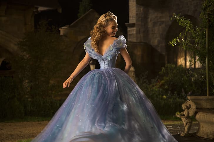 Girl, Fantasy, Beautiful, Blue, Family, Blonde, Woman, Year, Walt Disney Pictures, Movie, Film, Hair, Dress, Adventure, Romance, Drama, 2015, Tale, Lily James, CINDERELLA, Disnay's, Lover, HD wallpaper