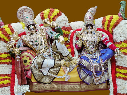 Lord Radha Krishna con gioielli, figurina di divinità indù color argento, Dio, Lord Krishna, bellissimo, radha, statua, costume, Sfondo HD HD wallpaper