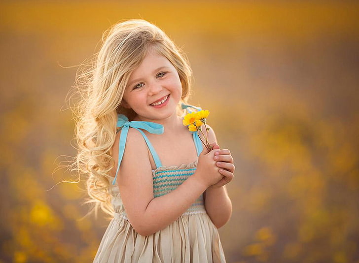 bunga, suasana hati, anak, gadis, Wallpaper HD