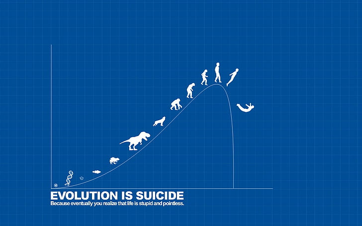graph, evolution, suicide, dark humor, HD wallpaper