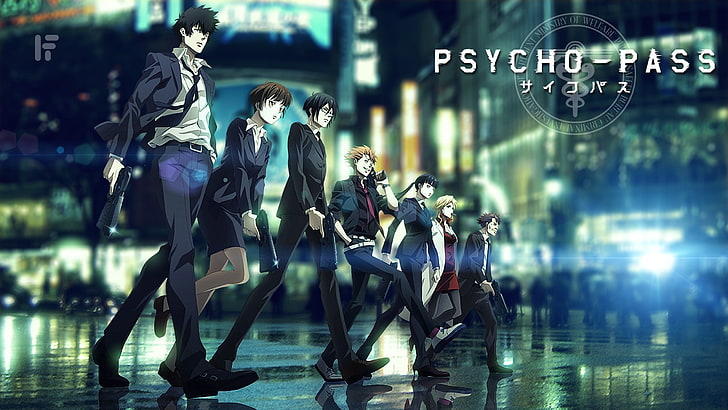 Psycho Pass digital wallpaper, Psycho-Pass, Shinya Kogami, Tsunemori Akane, anime, anime girls, gun, HD wallpaper