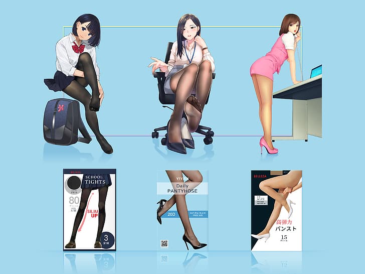 office girl, schoolgirl, pantyhose, tights, HD wallpaper