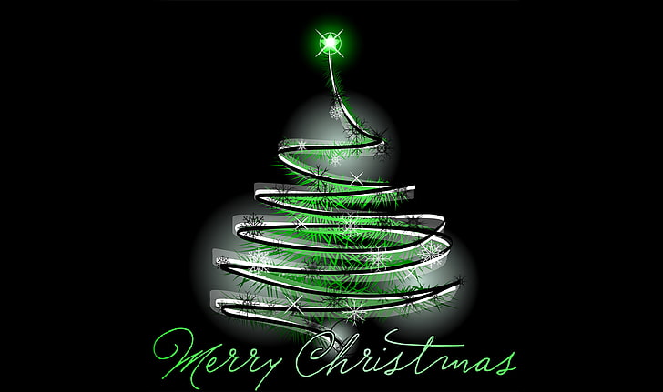 Merry Christmas text, tree, garland, congratulations, merry christmas, HD wallpaper
