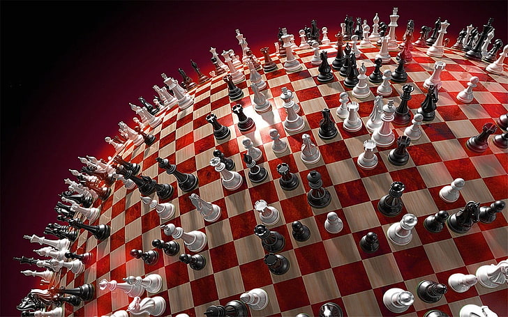 chess game set, chess, 3D, artwork, sphere, digital art, CGI, render, HD wallpaper