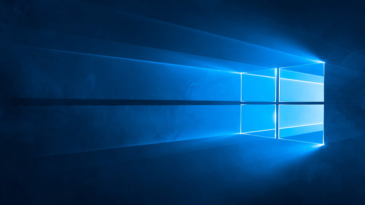 blue window with rays illustration, Windows 10, Microsoft Windows, operating system, HD wallpaper