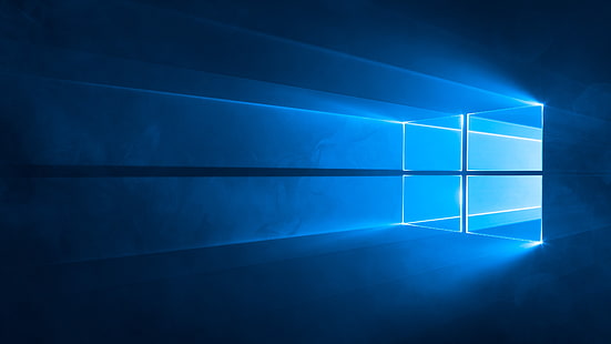 หน้าต่างสีน้ำเงินพร้อมภาพประกอบรังสี, Windows 10, Microsoft Windows, ระบบปฏิบัติการ, วอลล์เปเปอร์ HD HD wallpaper