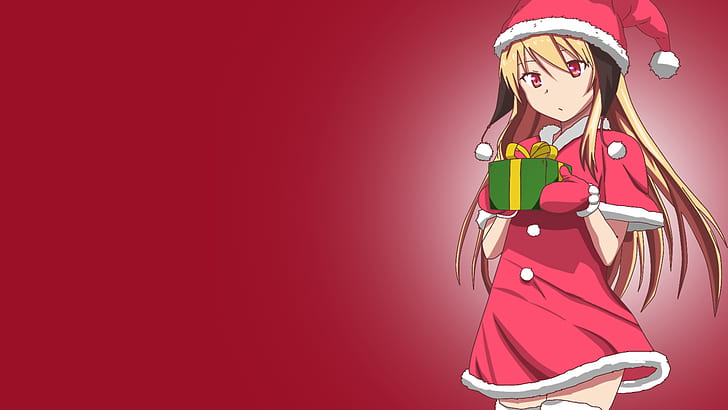 зима, Sakurasou no Pet na Kanojo, аниме, Рождество, Shiina Mashiro, HD обои