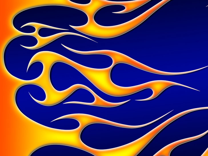 blue and yellow flame wallpaper, fire, gold, background, patterns, HD wallpaper