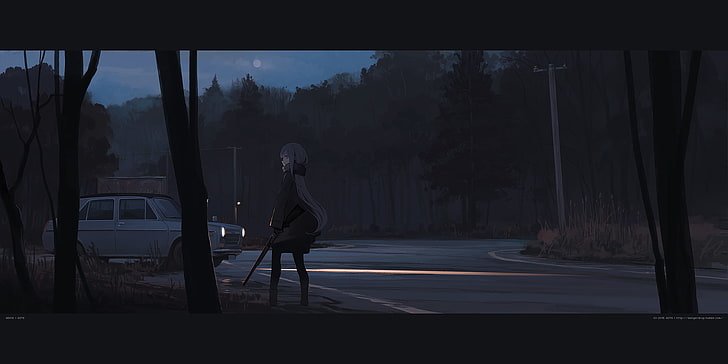 Anime Girls, Anime, originelle Charaktere, Mädchen mit Waffe, HD-Hintergrundbild