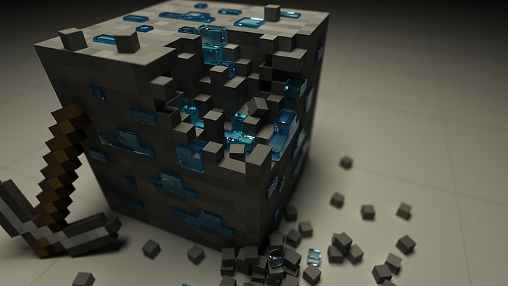 Kotak mainan kubus Minecraft, Minecraft, 3D, seni digital, kubus, permainan video, Wallpaper HD