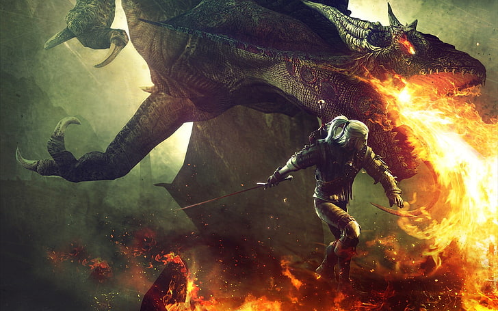 The Witcher Gerald poster, The Witcher, The Witcher 2 Assassins of Kings, Geralt of Rivia, HD wallpaper