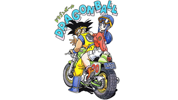 Dragon Ball Z poster, Son Goku, Dragon Ball, Bulma, Chi, motorcycle, Akira Toriyama, Chi-Chi, HD wallpaper