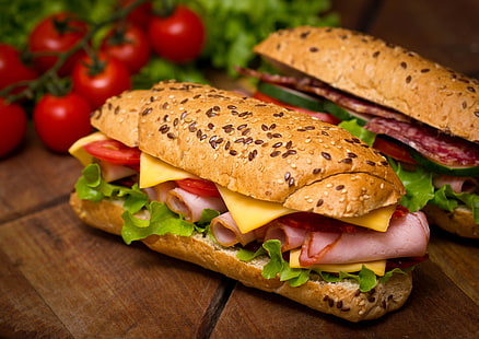 ハムとチーズのハンバーガー、食べ物、ソーセージ、サンドイッチ、 HDデスクトップの壁紙 HD wallpaper