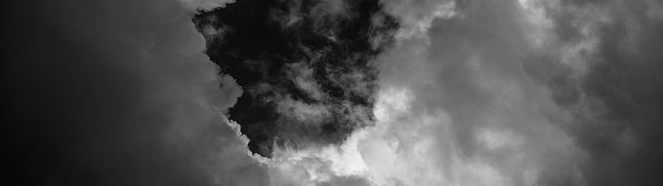 fotografia lotnicza zachmurzonego nieba w ciągu dnia, dwa monitory, wiele wyświetlaczy, chmury, Tapety HD