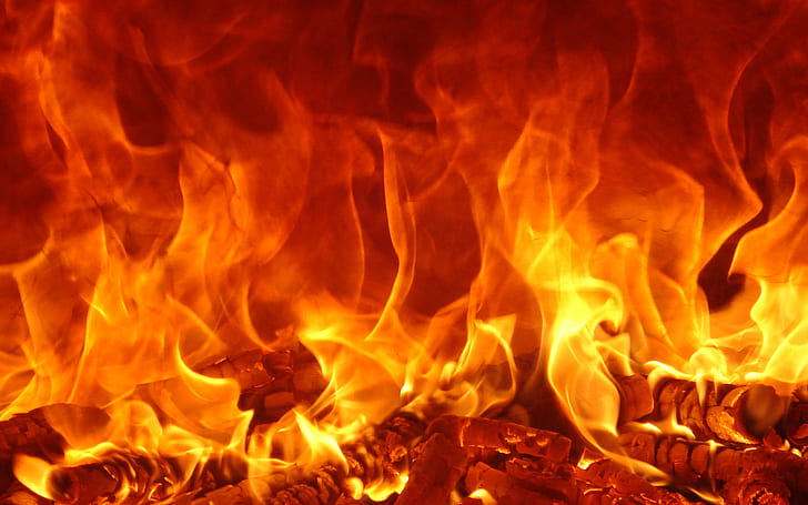 Fire HD, илюстрация с оранжев пламък, фотография, огън, HD тапет