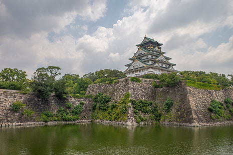 Castelo de Osaka, Osaka, Japão, HD papel de parede HD wallpaper