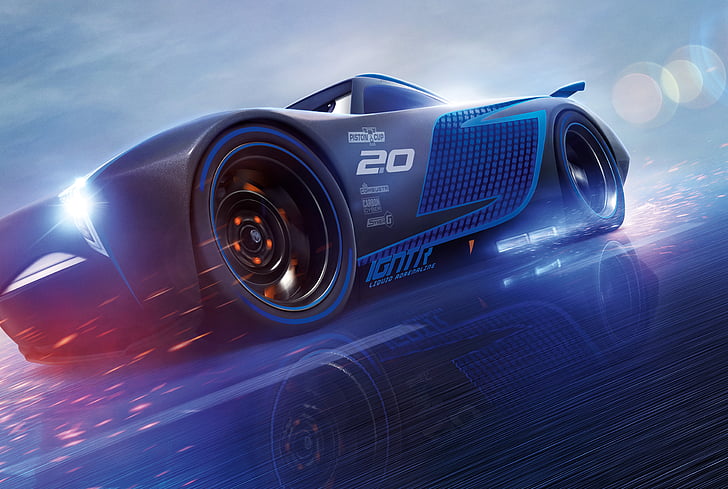 blau-schwarzes Sportcoupé, Jackson Storm, Cars 3, 4K, 8K, HD-Hintergrundbild