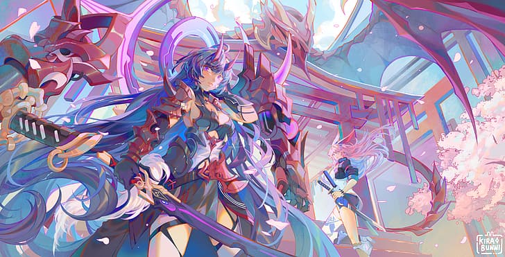 Anime Mädchen, Raiden Mei, Honkai Impact, Videospiele, Schwert, HD-Hintergrundbild