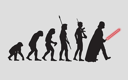 Gwiezdne Wojny ilustracja ewolucji człowieka, Gwiezdne wojny, science fiction, Darth Vader, ewolucja, grafika, humor, minimalizm, Tapety HD HD wallpaper