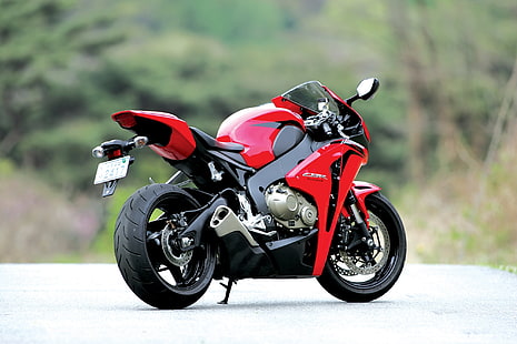 czerwony i czarny rower sportowy, motocykl, czerwony, widok z tyłu, rower, Honda, rura wydechowa, cbr1000rr, Tapety HD HD wallpaper