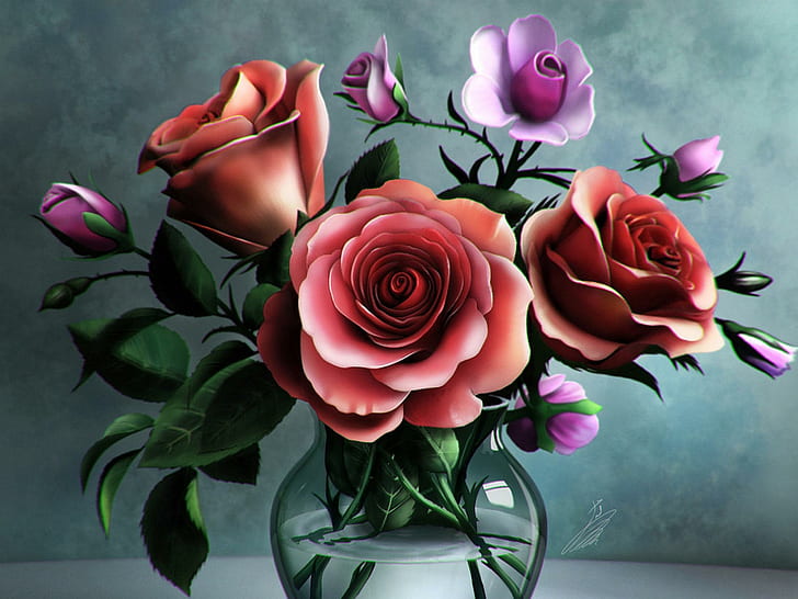 Bunga Artistik, artistik, bunga, bumi, mawar, alam, dan lanskap, Wallpaper HD