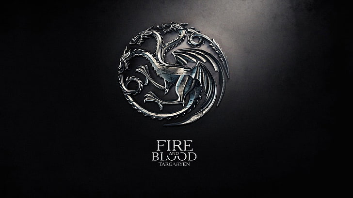 métal, dragon, logo, Game of Thrones, anime, art numérique, A Song of Ice and Fire, fire, sigils, House Targaryen, fire and blood, simple background, Fond d'écran HD