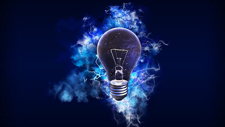 bola lampu, biru, energi, bohlam, penerangan, cahaya, Wallpaper HD