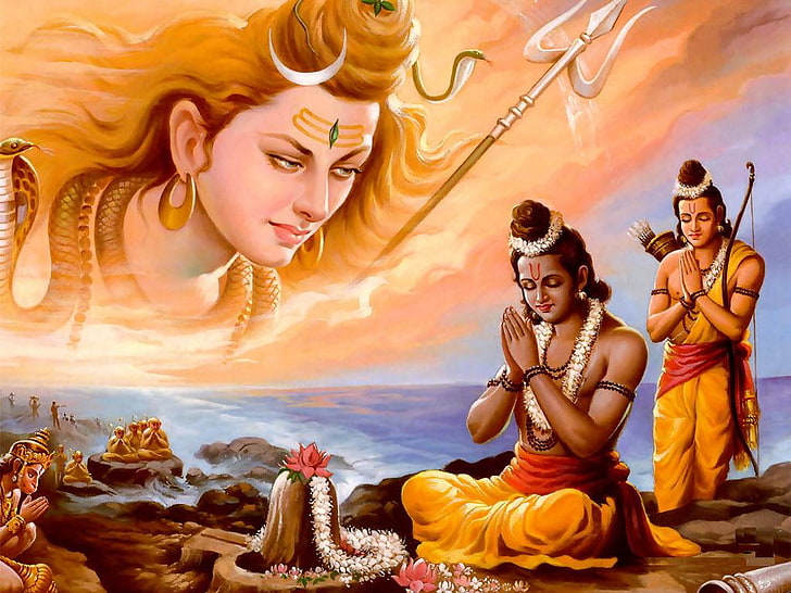 Лорд Шри Рам, илюстрация на Шива, Бог, Лорд Рам, хиндуист, шива, HD тапет