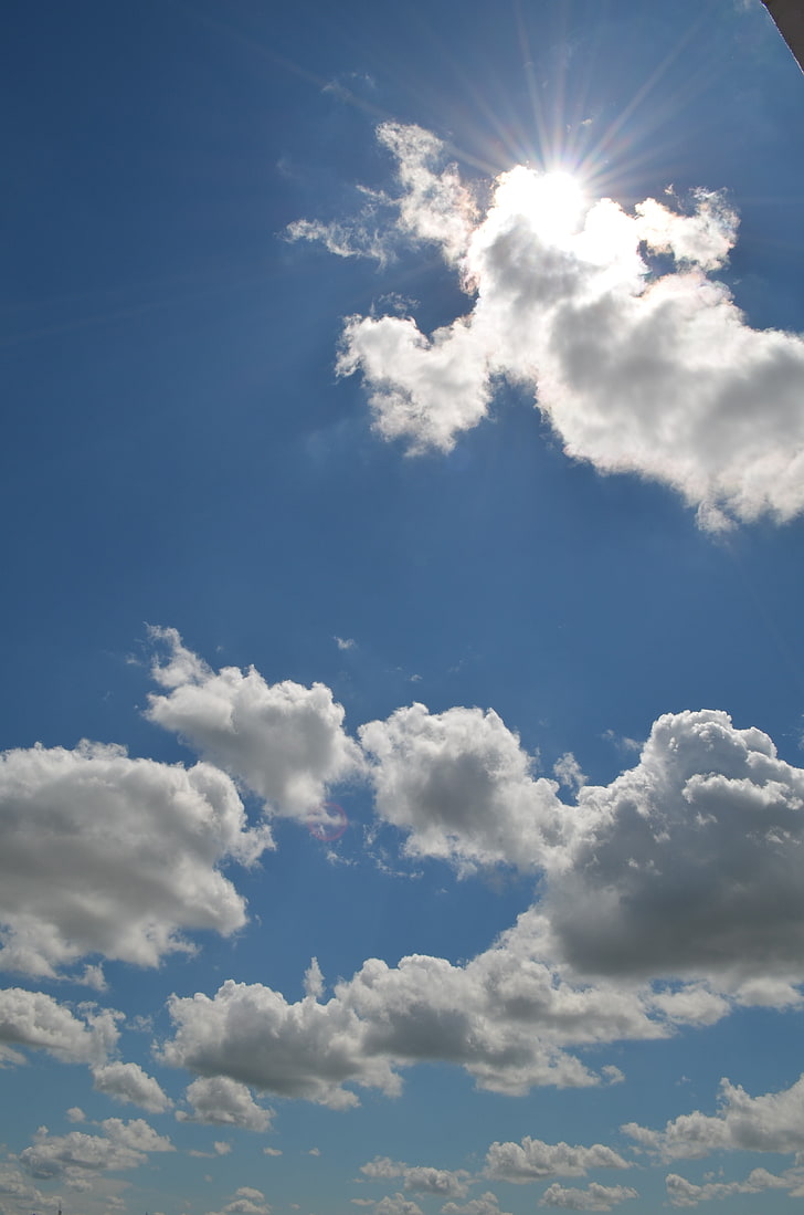 cielo, nuvole, sole, Sfondo HD, sfondo telefono