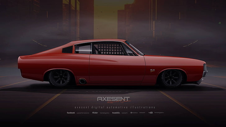 Axesent Creations, Chrysler Valiant Charger, render, race cars, Chrysler, Chrysler Valiant, Australian cars, HD wallpaper