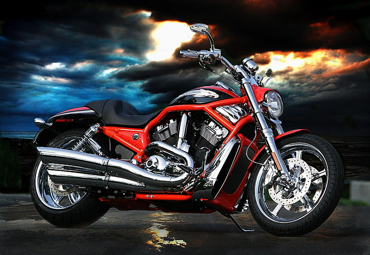 2011 Harley Davidson V Rod, red and black cruiser motorcycle, Motorcycles, Harley Davidson, red, 2011, harley, HD wallpaper