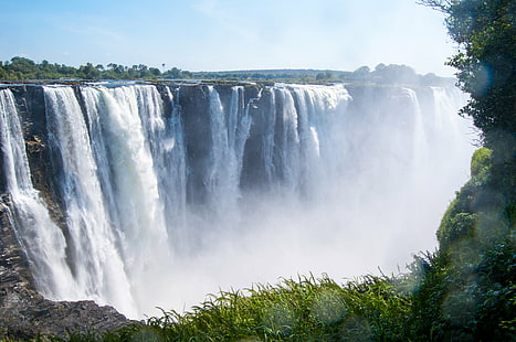 фотография водопадов, фотография, водопад Виктория Зимбабве, водопад, север Матабелеланд, природа, река, вода, пейзаж, пейзажи, HD обои HD wallpaper