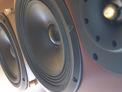 black speakers, sound, music, audio, speakers, HD wallpaper HD wallpaper