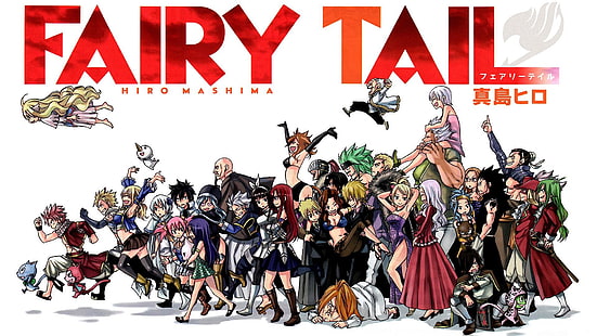 Fairy Tail, Natsu, feliz, Mavis, guilda, Anime, HD papel de parede HD wallpaper