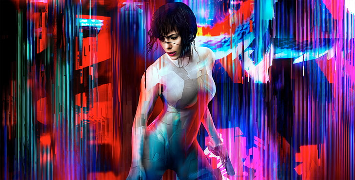 women's red lipstick, Pink, Scarlett Johansson, Girl, Action, Red, Ghost, Shell, Beautiful, the, Black, DreamWorks, Warrior, Female, Eyes, Ghost in the Shell, Woman, EXCLUSIVE, Motoko, Kusanagi, Lips, Movie, Paramount Pictures, Film, Hair, Pistol, Sci-Fi, Thriller, Crime, Mystery, Drama, Fighter, EXTENDED, 2017, Major, Masamune Shirow, The Major, Reliance Entertainment, GITS, HD wallpaper