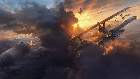 biplane digital wallpaper, video games, Battlefield 1, HD wallpaper HD wallpaper