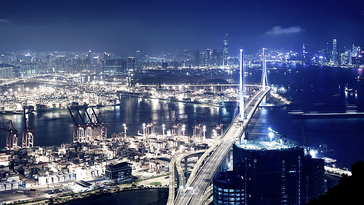 Hong Kong City Night View, город, ночь, вид, гонконг, конг, путешествия и мир, HD обои