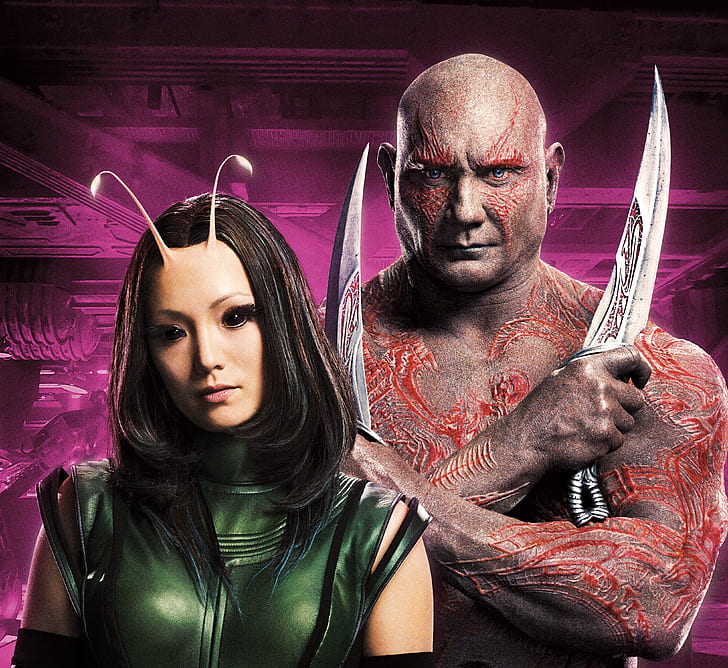 fiction, knives, poster, Mantis, Dave Bautista, Drax, Dave Batista, Guardians of the Galaxy Vol. 2, Guardians Of The Galaxy. Part 2, POM Klementieff, HD wallpaper