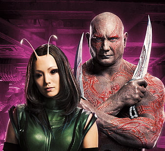 fiction, knives, poster, Mantis, Dave Bautista, Drax, Dave Batista, Guardians of the Galaxy Vol. 2, Guardians Of The Galaxy. Part 2, POM Klementieff, HD wallpaper HD wallpaper