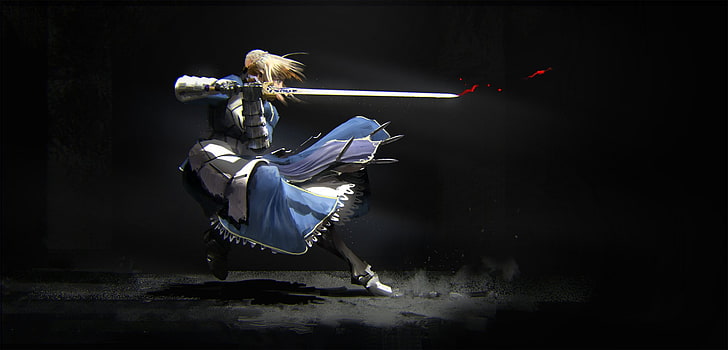 yellow-haired anime illustration, Fate Series, Fate/Stay Night: Unlimited Blade Works, Saber (Fate Series), HD wallpaper