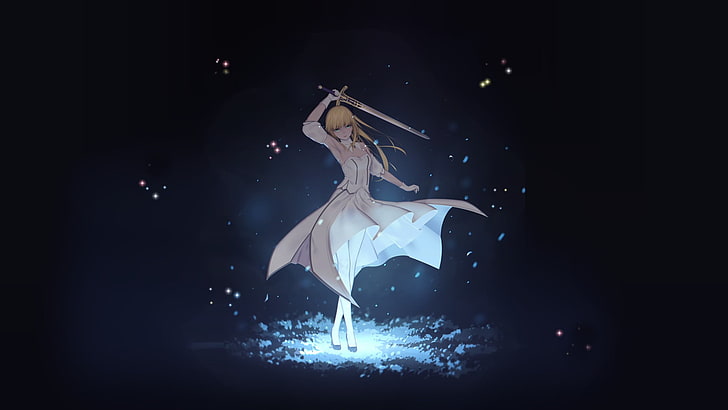 Mujer con ilustración de espada, serie Fate, sable, espada, Fondo de pantalla HD